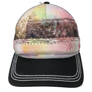 Roxy Snapback Trucker Hat Multi One Size Adjustable Mesh Back Printed Striped
